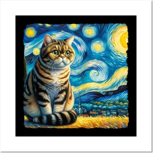 Manx Starry Night Inspired - Artistic Cat Posters and Art